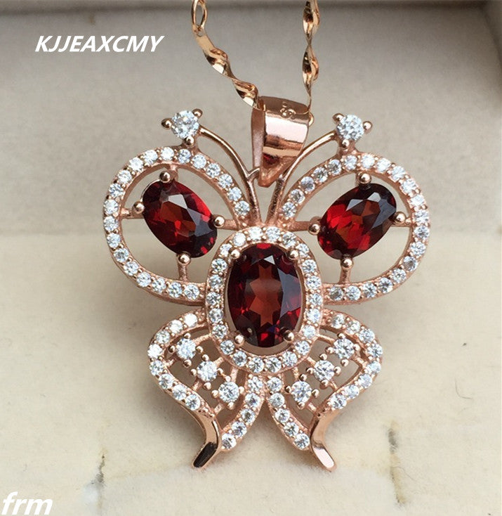 boutique jewelry,Butterfly Female Pendant Natural Mozambique Garnet 925 Sterling Silver Pendant