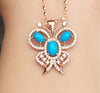 boutique jewelry,Butterfly contr welfare 925 Sterling Silver natural turquoise female models pendant