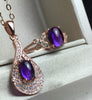 boutique jewelry,Natural Amethyst Ladies Pendant + Necklace Set in Sterling Silver inlay