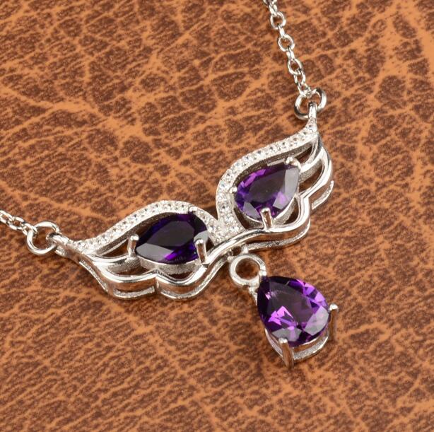 boutique jewelry,Natural Brazilian amethyst female cross clavicle chain woman beautiful chain oh 925 sterling silver