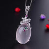 boutique jewelry, Natural Furong Pendant Wholesale 925 sterling silver peach blossom powder crystal