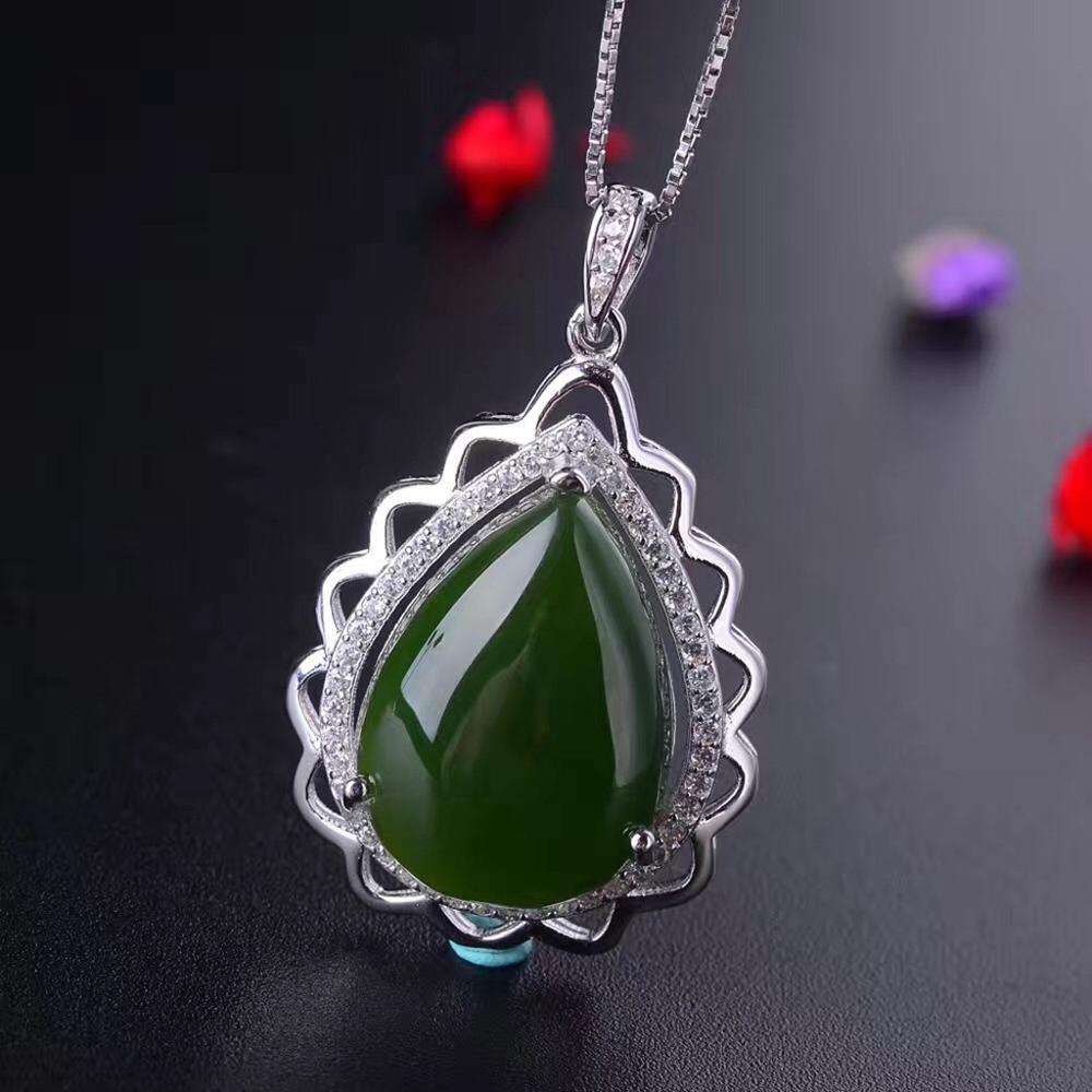 boutique jewelry,Natural Hetian Biyu female pendant old material does not change color 925 sterling silver