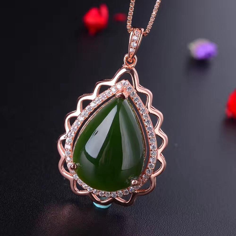 boutique jewelry,Natural Hetian Biyu female pendant old material does not change color 925 sterling silver