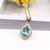 boutique jewelry, Natural Topaz Blue Topaz Pendant Necklace with 925 silver and precious stones
