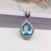 boutique jewelry, Natural Topaz Blue Topaz Pendant Necklace with 925 silver and precious stones