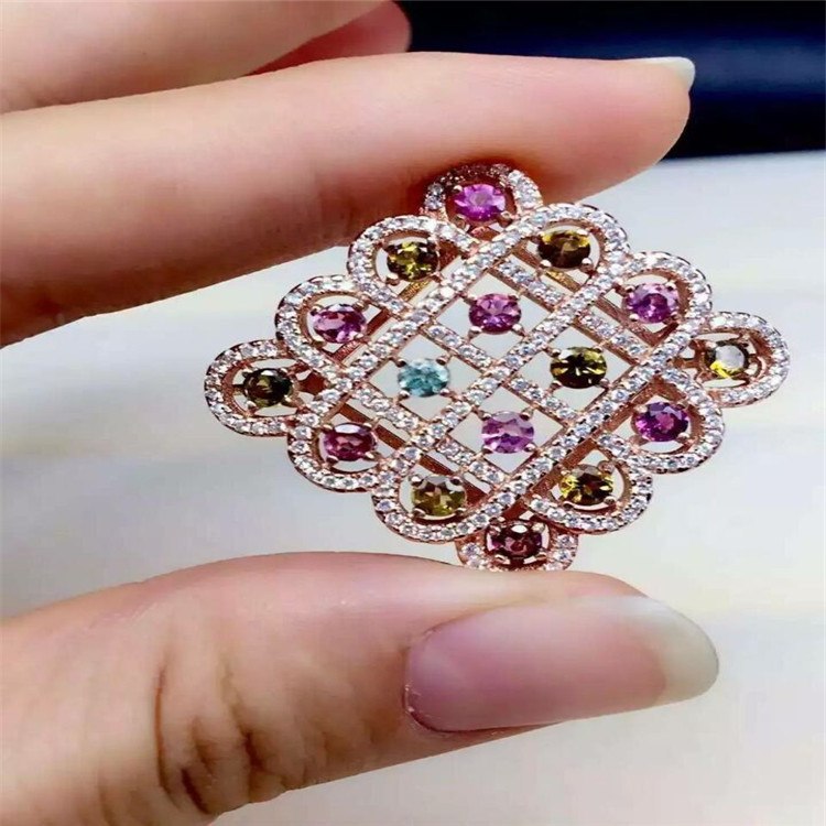 boutique jewelry, Natural tourmaline lady pendants, inlaid jewelry  , S925 silver, pure silver