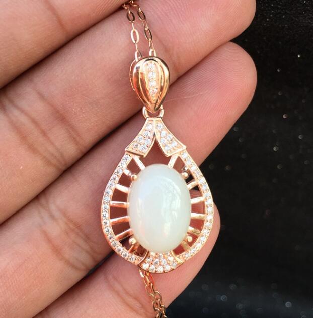 boutique jewelry,Sheep white natural Hetian white jade ladies pendant court hot 925 sterling silver inlay