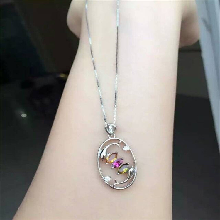 boutique jewelry, Women's natural tourmaline pendants, pendants, jewelry  , S925 silver, pure silver