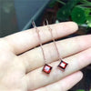 fine jewelry 925 Pure silver inlaid with natural long garnet female ear nail jewelry.