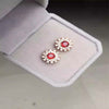 fine jewelry 925 Pure silver inlaid with natural round garnet female ear nail jewelry.
