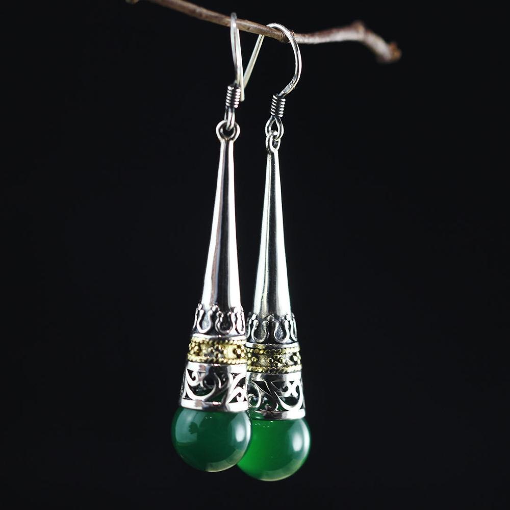fine jewelry 925 Pure silver inl green jade with the new female style on the market beautiful earrings