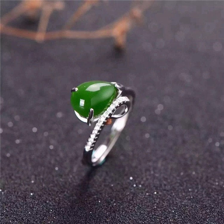 fine jewelry 925 Pure silver inl natural jasper female ring jewelry diamond simple smooth curve hollow out
