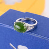 fine jewelry 925 Pure silver inl natural jasper female ring jewelry gemstone simple plant foliage inl diamond kji