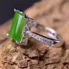 fine jewelry 925 Pure silver inl natural jasper female style ring jewelry gemstone simple plant rectangular style