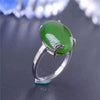 fine jewelry 925 Pure silver inl natural jasper female style ring jewelry gemstone simple plant leaves