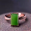 fine jewelry 925 Pure silver inl natural jasper female style ring jewelry gemstone simple plant rectangular style
