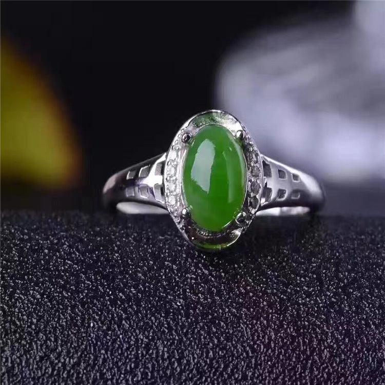 fine jewelry 925 Pure silver inl natural jasper female style ring jewelry gemstone simple plum design hollow-out