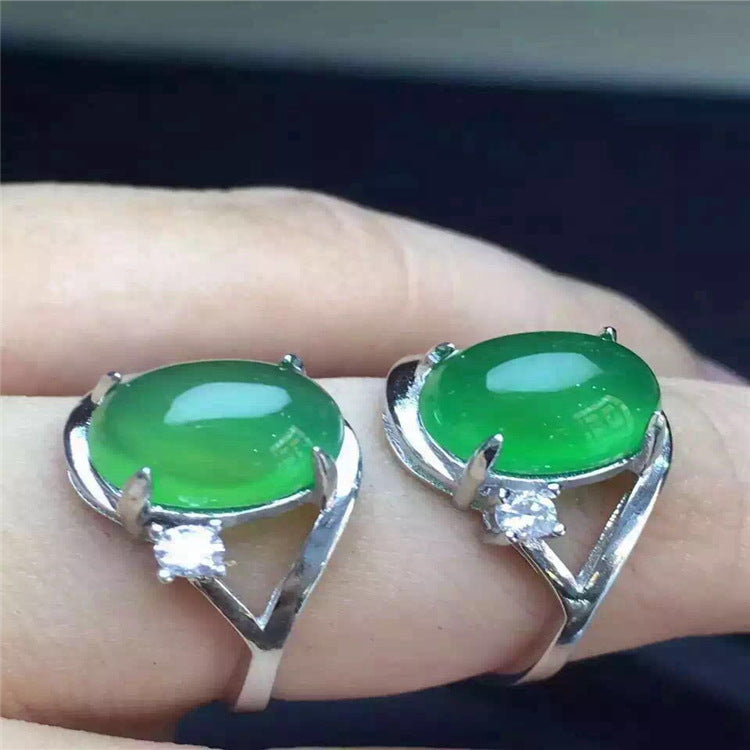 fine jewelry 925 Pure silver inl natural jasper female style ring jewelry jewelry gemstone simple and unusual shape