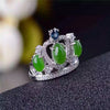 fine jewelry 925 Pure silver inl natural jasper female style ring jewelry simple plant crown jewel