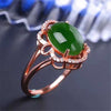 fine jewelry 925 Pure silver inl natural jasper female style ring jewelry simple plant wavy jewelry