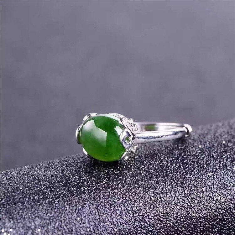 fine jewelry 925 Pure silver inl natural jasper gemstone women's oval ring jewelry micro-inl minimalism