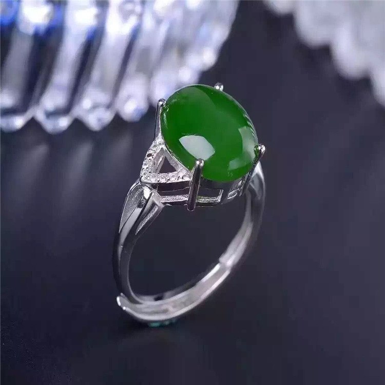 fine jewelry 925 Pure silver inl natural jasper gemstone women's oval ring jewelry orchid shaped