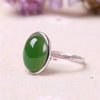 fine jewelry 925 Pure silver inl natural jasper gemstone women's oval ring jewelry simple design