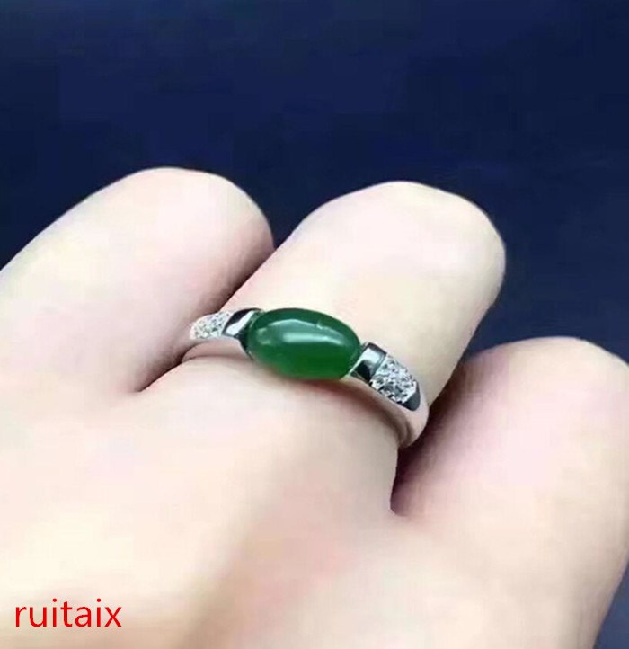 fine jewelry 925 Pure silver inl natural jasper gemstone women's ring jewelry orchid shaped