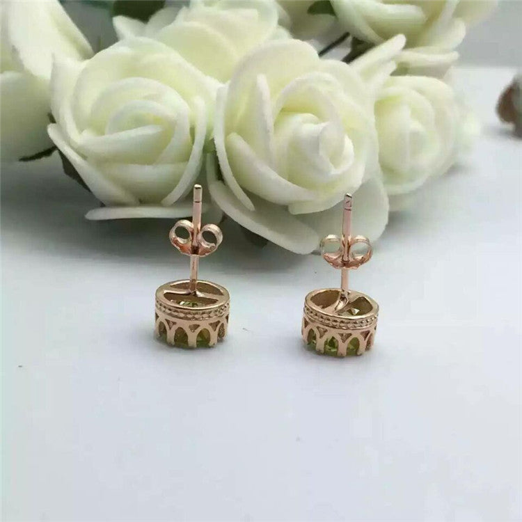 fine jewelry 925 Pure silver inl natural olive-stone female ear nail inl jewelry