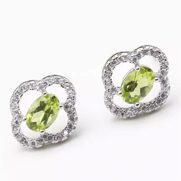 fine jewelry 925 Pure silver inl natural olive-stone female eardrop earrings inl jewelry silver mnj