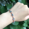 fine jewelry 925 Pure silver with natural blue topaz bracelet jewelry gold and silver color. qwxcvb