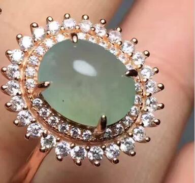 fine jewelry 925 Silver - inlaid with natural emerald ring - plated rose gold.