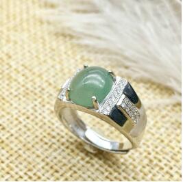 fine jewelry 925 Silver inlaid with natural jade ring jewelry of pure silver ring.
