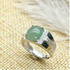 fine jewelry 925 Silver inlaid with natural jade ring jewelry of pure silver ring.