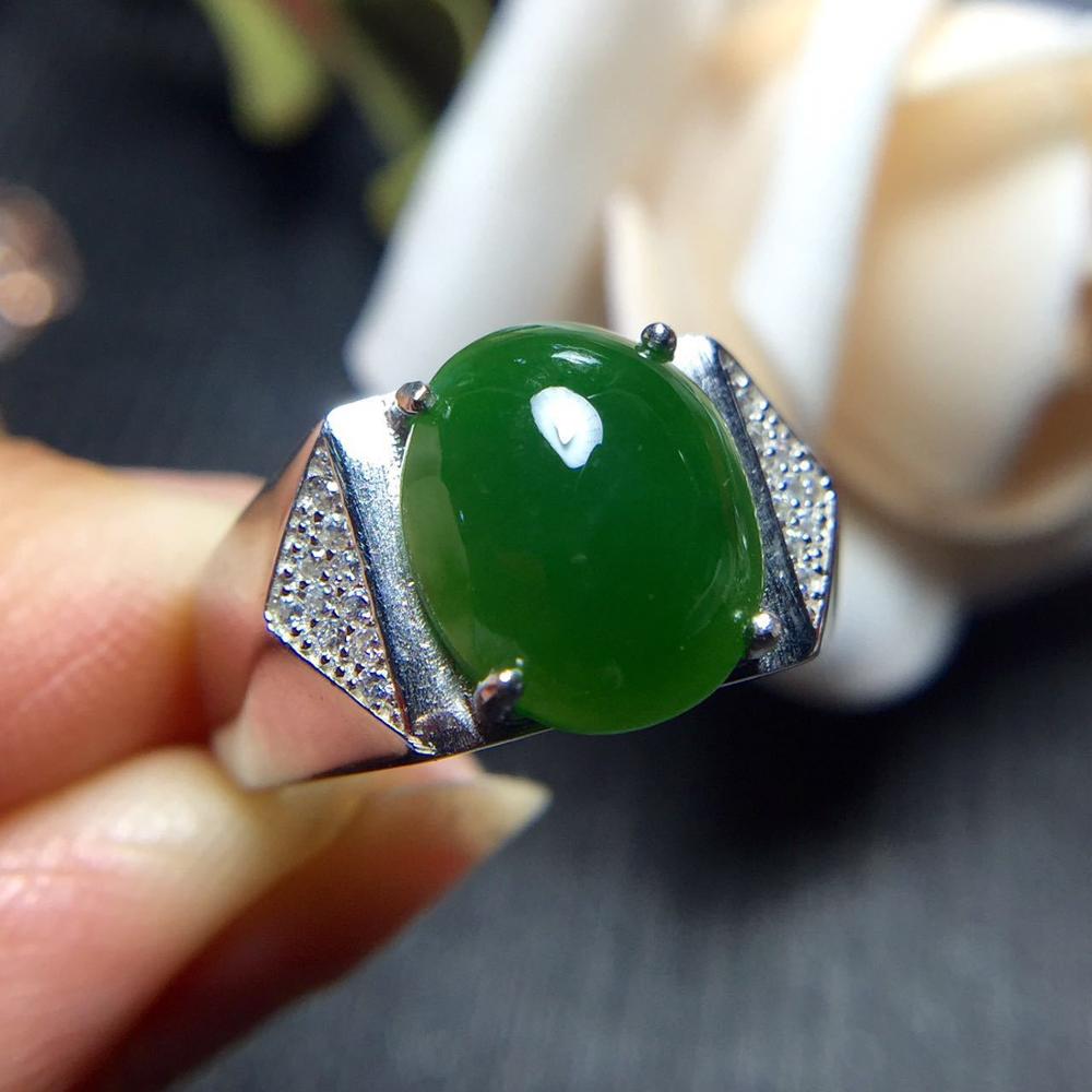 fine jewelry 925 Silver inlaid with natural jade ring jewelry.
