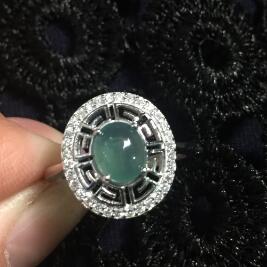 fine jewelry 925 Silver inlaid with natural jade ring jewelry.