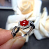 fine jewelry 925 Silver inlaid with natural red gemstone ring with two colors to choose from.bnmrty
