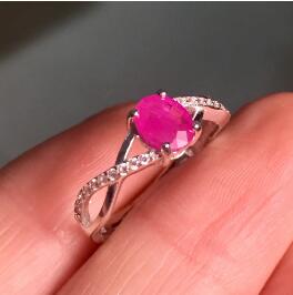 fine jewelry 925 Silver inlaid with natural ruby ring jewelry.ab