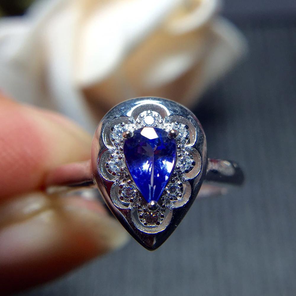 fine jewelry 925 Silver inlaid with natural tanzanite diamond ring is optional