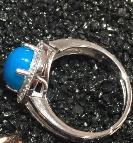 fine jewelry 925 Silver inlaid with natural turquoise ring jewelry female.