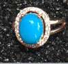fine jewelry 925 Silver inlaid with natural turquoise ring jewelry female.