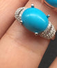 fine jewelry 925 Silver inlaid with natural turquoise women's ring jewelry