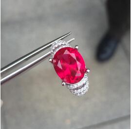 fine jewelry 925 Silver ruby red corundum ring with two colors to choose from.a