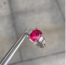 fine jewelry 925 Silver ruby red corundum ring with two colors to choose from.