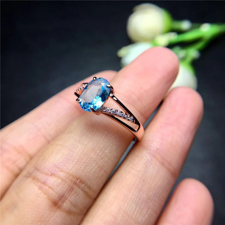 fine jewelry 925 Sterling silver inlaid with pink topaz ring gold and silver color female.GTYF