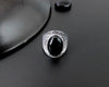 fine jewelry 925 Sterling silver taiyin black agate ring female index finger vintage court personality fashion