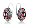 fine jewelry 925 pure silver, Thai Silver Garnet Earrings, antique court wind lady earrings.