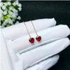 fine jewelry 925 pure silver inlaid natural garnet flame color female section heart-shaped ear stud ear line support t