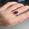 fine jewelry 925 pure silver inlaid with natural crystal garnet, ladies' rings, inlaid ornaments, gold and silver.