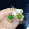 fine jewelry 925 pure silver inlaid with natural hetian jade medulla lady ear pendant round